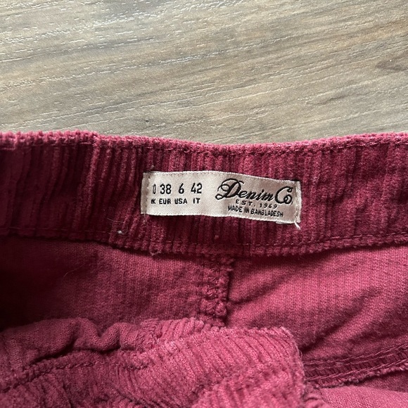 Denim&Co Burgundy Corduroy Mini Skirt with Ruffle Hem - Picture 3 of 3